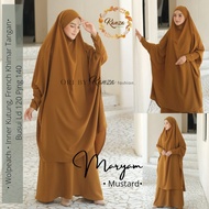 setelan gamis syari jumbo polos ld 120 french khimar jumbo maryam