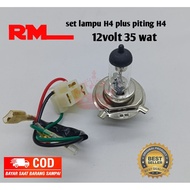 1 set of H4 lamps plus H4 12volt 35 watt plugs