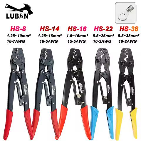 Non-Insulated Terminals Crimper 1.25-38mm Easy Crimp Pliers Wire Connector Electrician Tool Brass & 