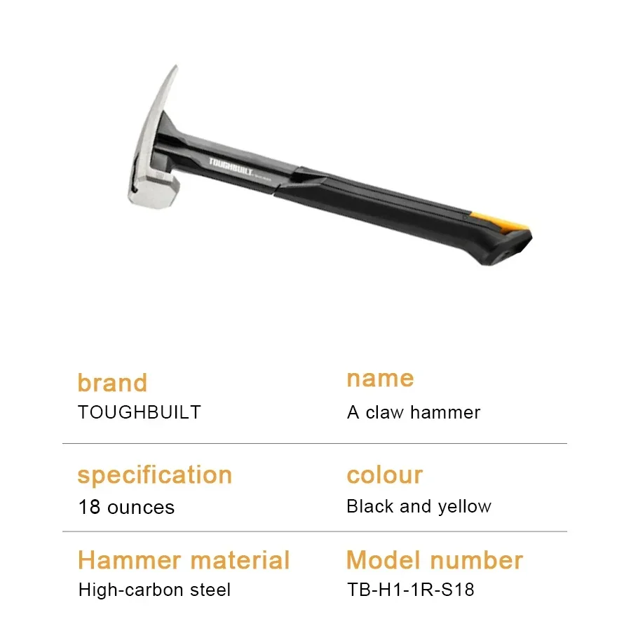 TOUGHBUILT NO.TB-H1-1R-S16  NO.TB-H1-1R-S18 16 TOUGHBUILT Magnetic Nail Slot One Piece Croquet Hamme