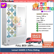 Lemari Pakaian Besi GAMIS Full Gantungan 120 Sliding + Laci