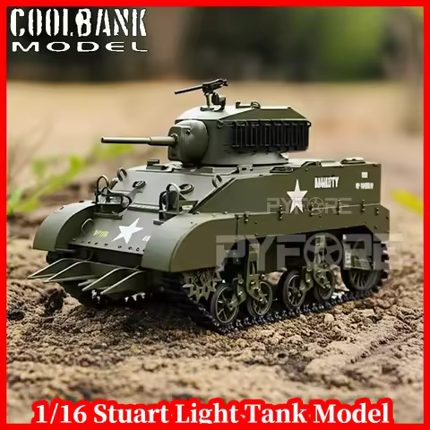 COOLBANK RC Tank 1/16 Scale M5A1 Stuart Light Tank Model Remote Control CAR with Sound and Light rc 