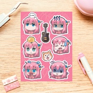 Bocchi the Rock Hitori Gotoh V1 Sticker Sheet | Cute Waterproof Laptop Stickers by The Kawaii Lab