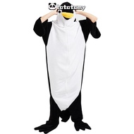LATATPH Unisex Flannel One-piece Pajamas, Polyester Black + White Stitched Warm Full Body Home Jumps