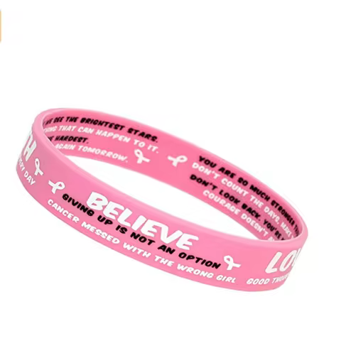 1pc believe faith love courage ribbon breast cancer awareness verse rubber bracelet silicone wristba