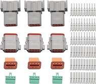 3 Sets 8 Pin Way DT Series Connector, DT04-8P DT06-8S Waterproof Connector, 13 Amps Continuous 14-18