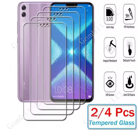 2-4PCS 9H HD Tempered Glass For Honor 8X (View 10 Lite) 6.5" Honor8X View10Lite Screen Protector Cov