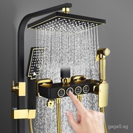[3.2Ten Thousand People Collection]Black Gold Shower Faucet Set Bathing Essential Shower Head Bathro