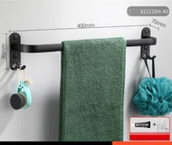 衛生間毛巾架浴室掛桿（單層雅黑【帶鉤】40cm）