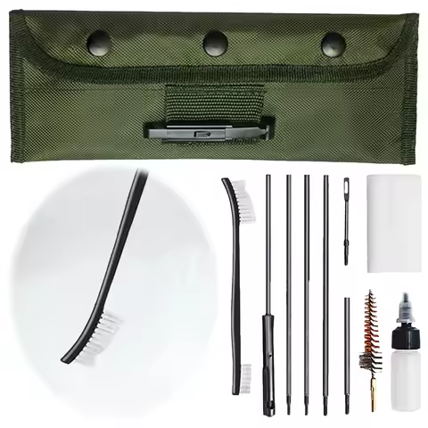 12pcs/Set Pistol Handguns Rod Cleaner Brush Tools with Pouch Rifle Cleaning Brush Kit Rifle Brushes 
