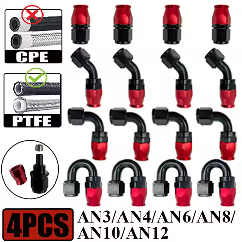 4X AN3 AN4 AN6 AN8 AN10 Straight/45°/90°/180° Degree Reusable Fuel Hose End Fittings Adapter For Swi