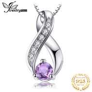 JewelryPalace 925 Sterling Silver Pendant Necklace for Woman No Chain Infinity Purple Genuine Natural Amethyst Gemstone Necklace
