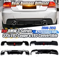 E92 E93 M sport Car With Light Dual Lip Splitters Spoiler Body Kits Rear Bumper Diffuser Lip For BMW
