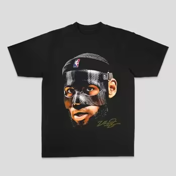 LeBron James American Street Print Pure Cotton Loose-fitting Breathable Basketball Star Short-sleeve