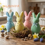 ALISONDZ Easter Bunny Statue, Solid Color Foam Flocked Rabbit Figures, Handmade 3D Standing Plush wi