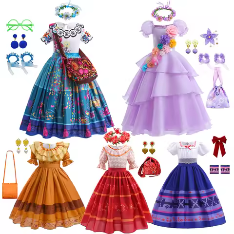 Encanto Mirabel Cosplay Dress Carnival Isabella Costume Children Birthday Princess Theme Party Cloth