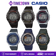 CASIO W-216H Digital Sports Watch Compact Square Case 5-Year Battery Life 50m Water Resistant LED Ba