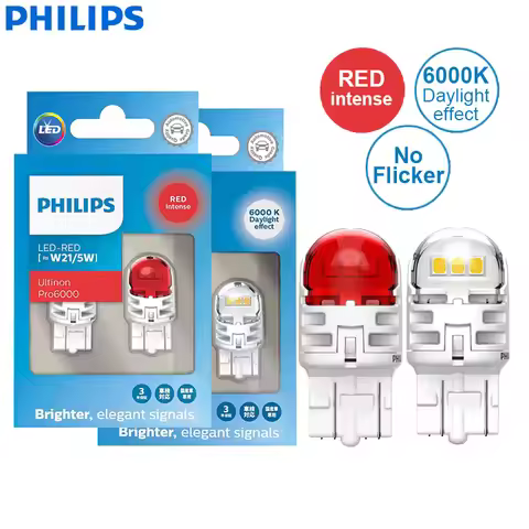 Philips Ultinon Pro6000 LED W21/5W 7443 T20 Two Contacts Red White Car Turn Signal Stop Lamps No Fla