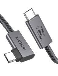 XAOSUN 240W USB C to USB C Cable Cable 6.6ft, Right Angle 90 Degree USB C 3.2 Gen 2 Datat Cable 20Gb