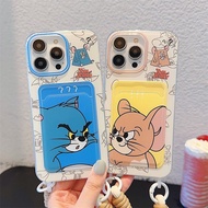 Card Holder Cartoon Tom And Jerry Case Oppo 14 14 14F A3X A3 A60 11F 4G Reno 13F 13 5G A76 A96 A36 8