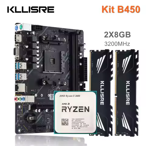 Kllisre B450 Kit amd ryzen With 5 R5 3600 cpu DDR4 16GB (2x8GB) 3200MHz memory B450M AM4 motherboard