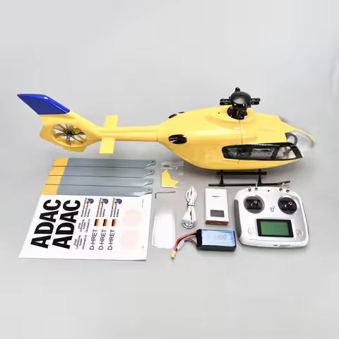 Roban RC Model Helicopter RTF EC135 450Size Yellow Red/Blue Tail RC 4 blades X2 Model