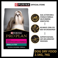 PRO PLAN Adult Small &amp; Toy Sensitive Skin &amp; Stomach Salmon &amp; Mackerel Formula with Prebiotic Fibre Dry Dog Food 2.5, 7kg