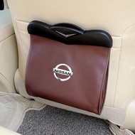 Car Organizer Seat Back Storage Bag Auto Leather Pocket Holder Car Trash Bin Garbage For Nissan Alme