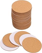 QUARKZMAN Pack of 50 Self-Adhesive Cork Coasters, 80 x 80 x 2 mm, Cork Mats, Cork Tiles, Cork Backbo