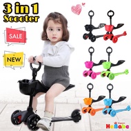 【3 in 1 Height Adjustable Kids Scooter】♥Colourful Light-flashing 3 Wheels♥Best Children Gift♥1~12yrs