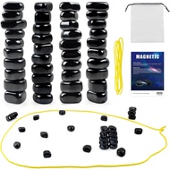 Magnetic Strategy Game Set, 40 Black Pieces with Yellow Boundary Rope, Storage Bag, 2 Players,