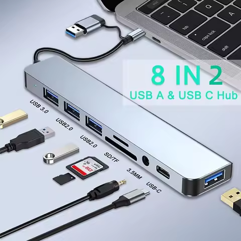 8 In 2 USB 3.0 Expander HUB USB C HUB USB C Docking Station High Speed Transmission SD TF Card Reade