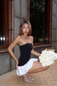 CURVF Giselle Bubble Dress เดรสทรงบอลลูนแต่งลูกไม้ มีกางเซงซับในตัว