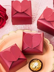 10入組,心型設計糖果包裝盒,現代紅色糖果巧克力包裝盒,情人節禮品盒,婚禮派對用品,巧克力紙盒,情人節禮品盒,婚禮派對用品