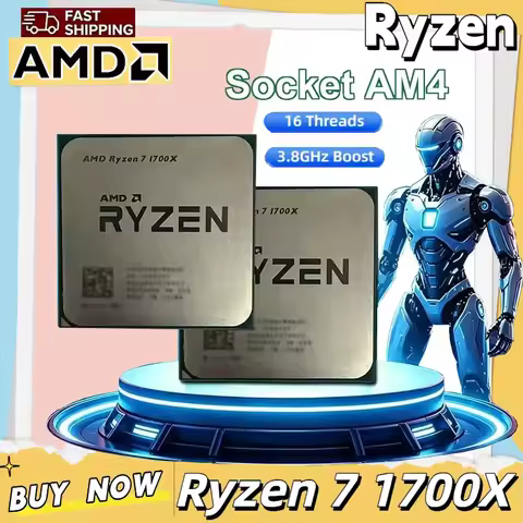 AMD Ryzen 7 1700X CPU 8-Core 16-Thread Base 3.4GHz Max Boost 3.8GHz 16MB L3 Cache Socket AM4 Gaming