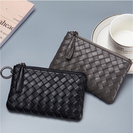 🇸🇬(5colors) Elegant Leather Weaving Pouch Card Coin Bank Note Key Short Small Purse Wallet With Zip [CHRISTMAS GIFT]