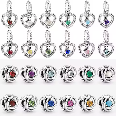 Best S925 Silver December Bird's Nest Heart Pendant with Colorful Zircon Pendant Charm Bead Bracelet