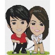 PINN SHOP Cross-Stitch Kit: A Pair Of Golfers [49-H]