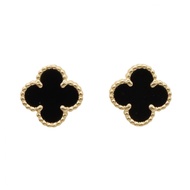 [Pre-owned] Van Cleef & Arpels Sweet Alhambra Earrings, Onyx, VCARA44900, 18K (Yellow Gold)