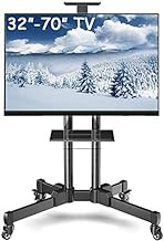 Home Office Mobile TV Stand with Wheels Universal TV Stand for 32-70 Inch TV Universal Swivel Trolley Black Steel Load 75kg Rolling TV Stand