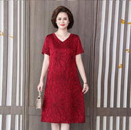 Váy đầm trung niên dáng A suông V35 thời trang đẹp cao cấp sang trọng mùa hè cho người lớn tuổi dự t