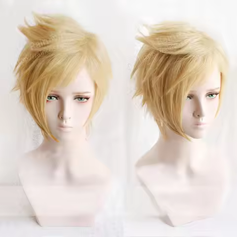 FF15 Final Fantasy XV Prompto Argentum Short Linen Blonde Cosplay Costume Wig Heat Resistance Fibre 