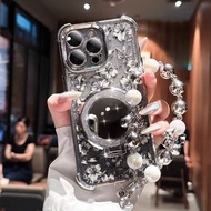 Casing For Realme 13 9 Pro Plus 9i 7i 6i 5i 5S C2 Glitter Makeup Mirror Bracket Shockproof Soft Flow