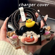 Cute exaggerated Cartoon Girl Pattern Android TPU Charger Protector USB TypeC Cable Protector Compat