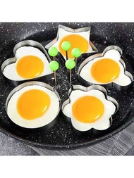 1入/個不銹鋼煎蛋模具（圓形、心形、老鼠形、星形、花形）,適用於煮成各種形狀的蛋或薄煎餅,容易脫模,便攜且易於清潔,是廚房的絕佳工具。
