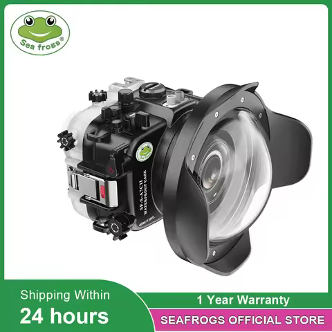 Seafrogs 40meter Underwater Camera Housing With 6“/8‘’ Glass Dome Port For Sony A7CII FE 24-70mm 16-