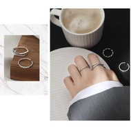 Women Ring Set 2 Piece Korean Style Fashion Metal Beautiful Vintage Silver
