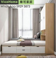定制組合床 bed 衣櫃床 VicoHome 組合床 free delivery 可訂造 榻榻米 地台床 衣櫃 儲物床 wardrobe 床架 H-VHK3466