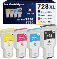 728 728xl Ink Cartridges Black Cyan Magenta Yellow Replacement for HP DesignJet T830 T730 MFP Series