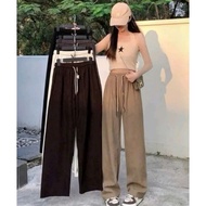 Women's Fashion Hack Wide Leg Fleece Pants with Smiley Face Straps and Elastic Waistband Under 60kg 